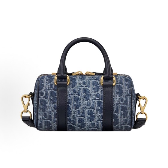 DIOR Groove 16 Adjustable and detachable shoulder strap zipper opening and closing single-shoulder crossbody handbag, mini women\'s blue